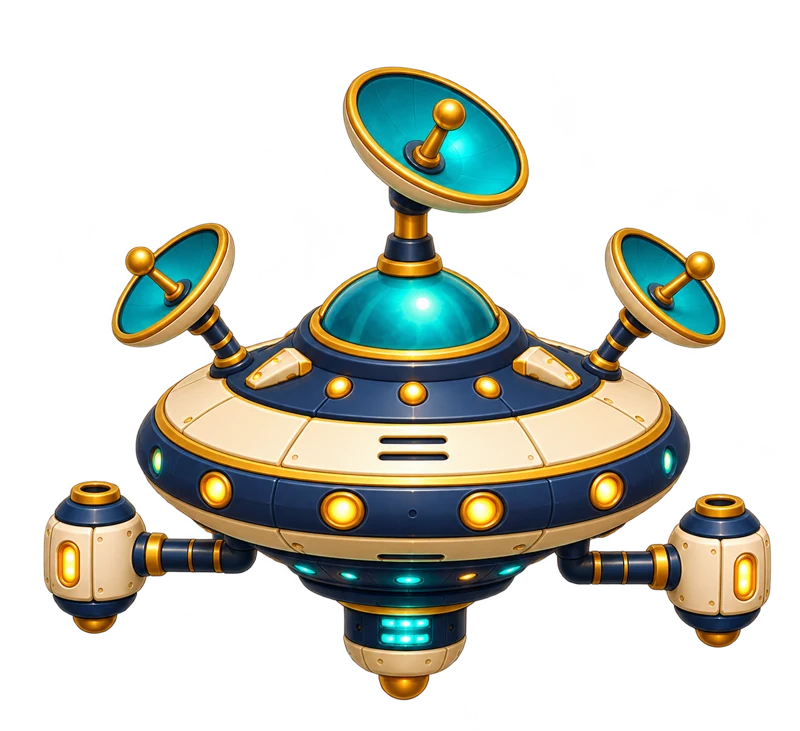 The gold and turquoise relay station from UNKNOWN